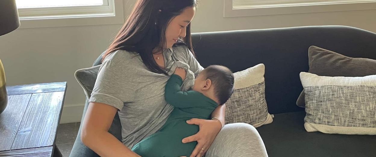 Mom breast-feeding baby