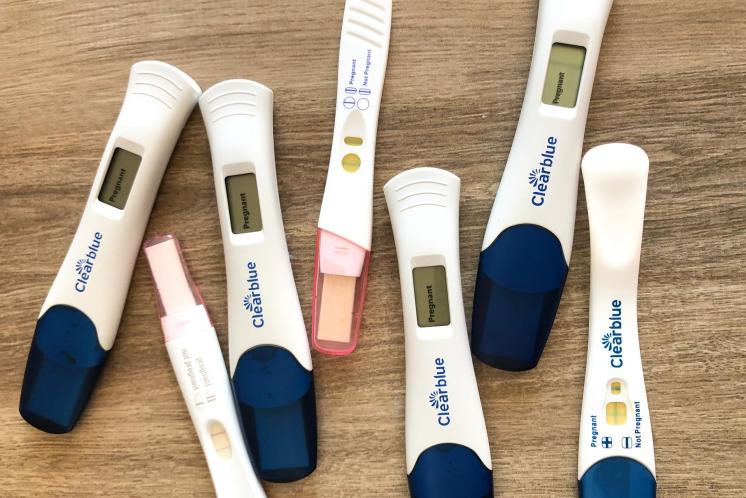 seven different positive pregnancy tests