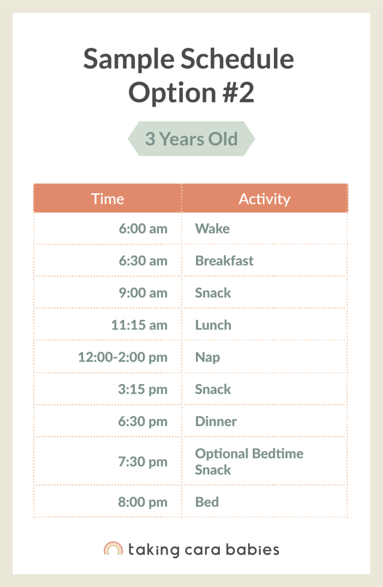 3 year old sample schedule option 2