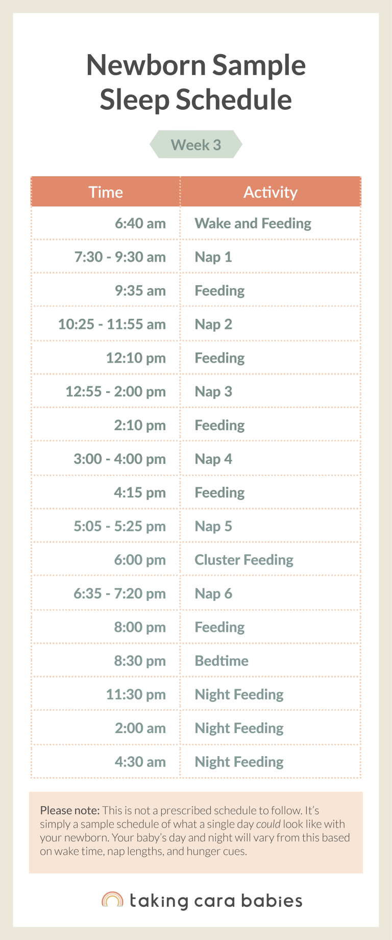 Newborn sample sleep schedule week 3