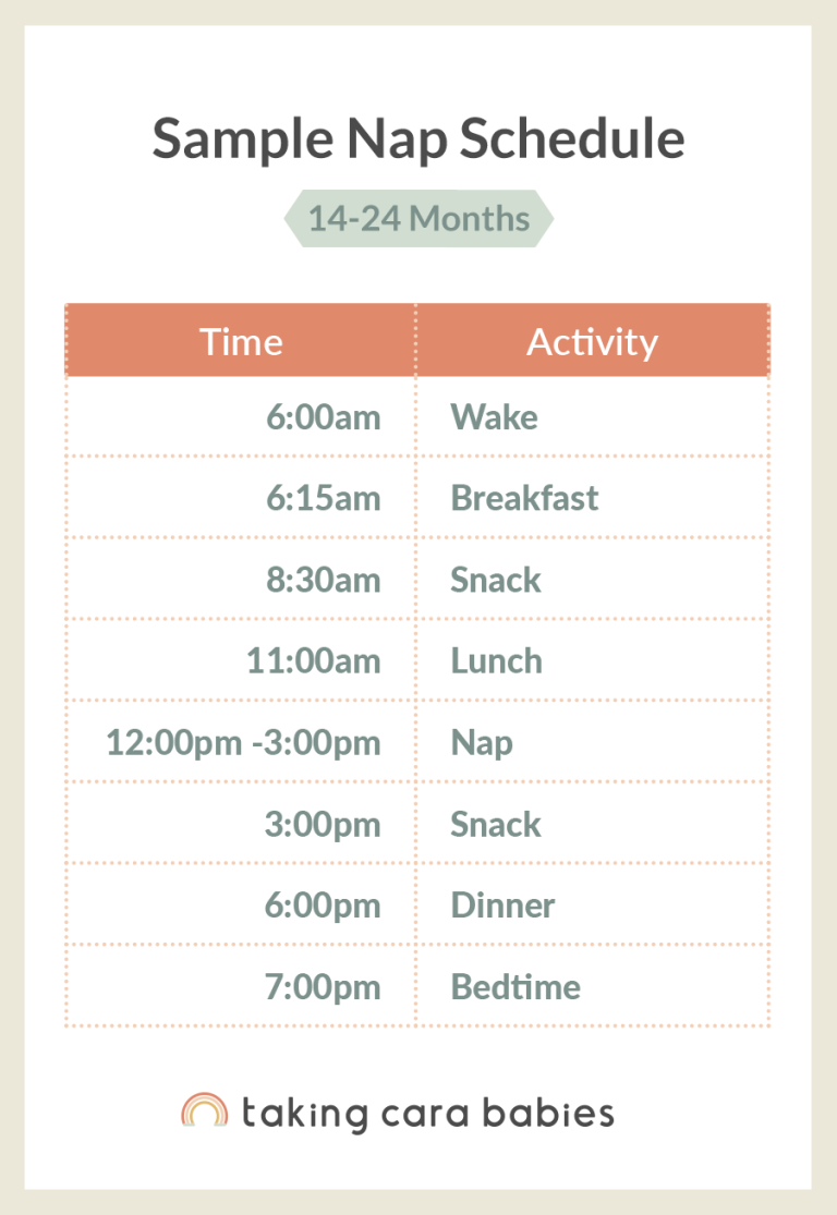 Sample nap schedule for 14 to 24 months option 2