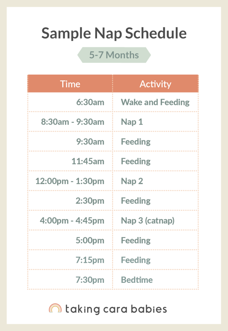 Sample nap schedule for 5 to 7 months option 2