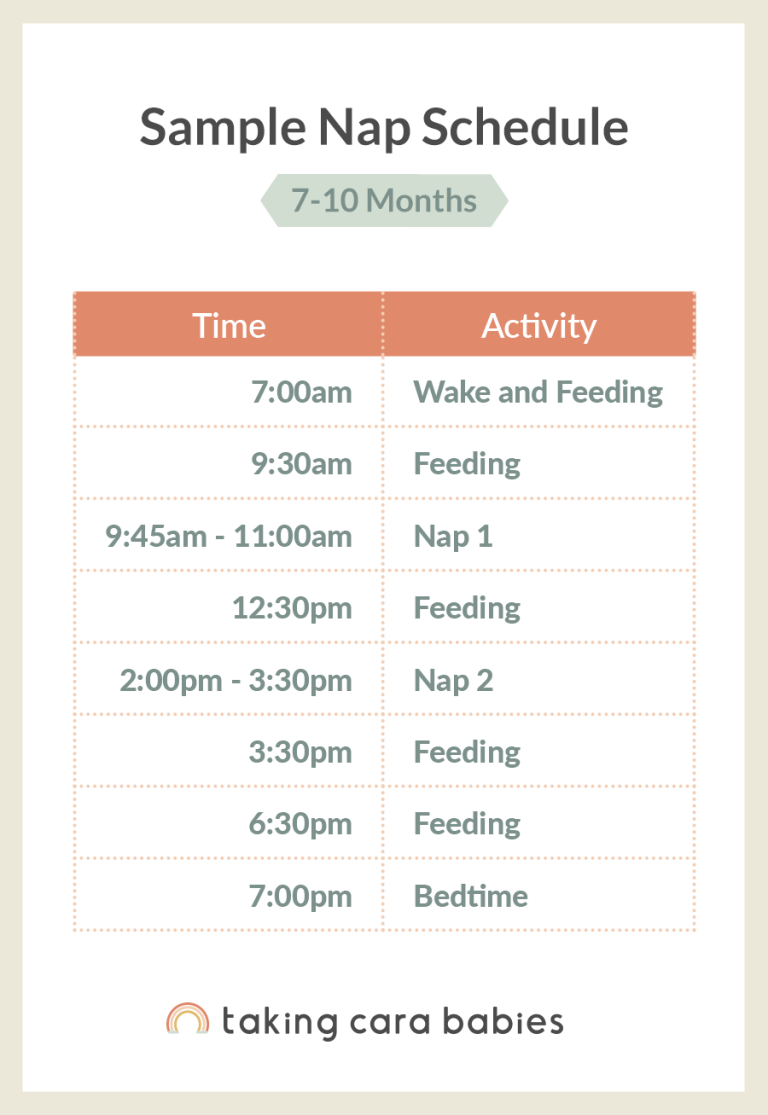 Sample nap schedule for 7 to 10 months option 1